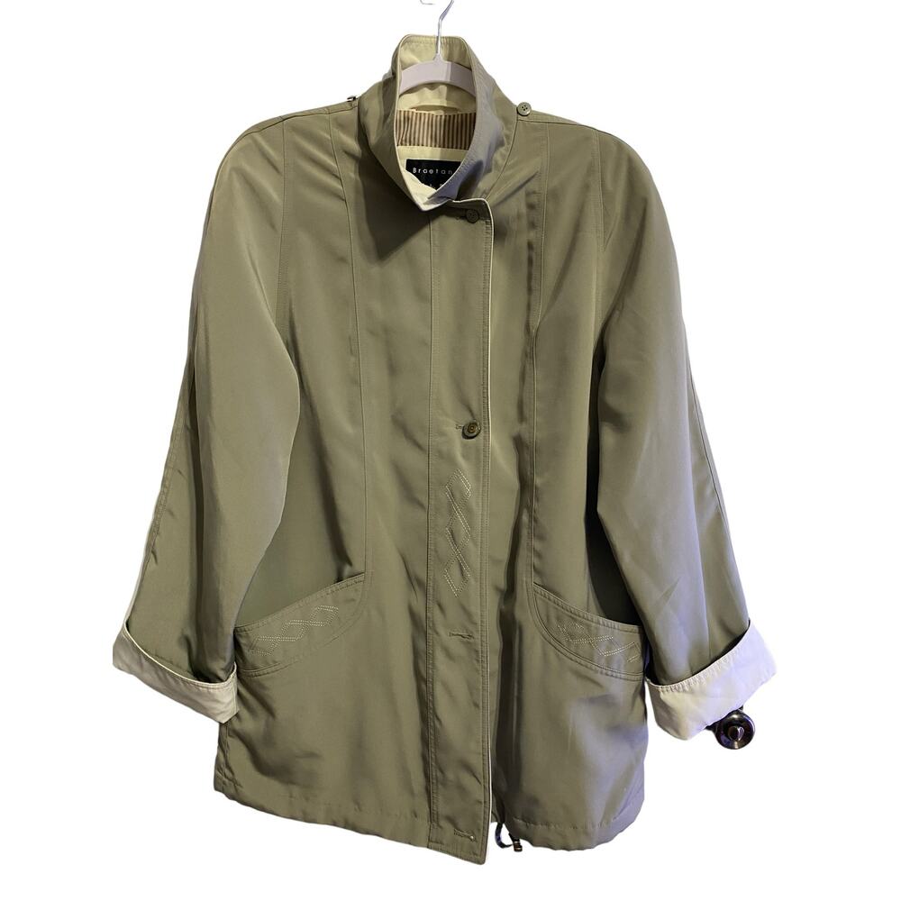 Braetan Coat Women's Large Khaki Green Beige Big Front Pockets